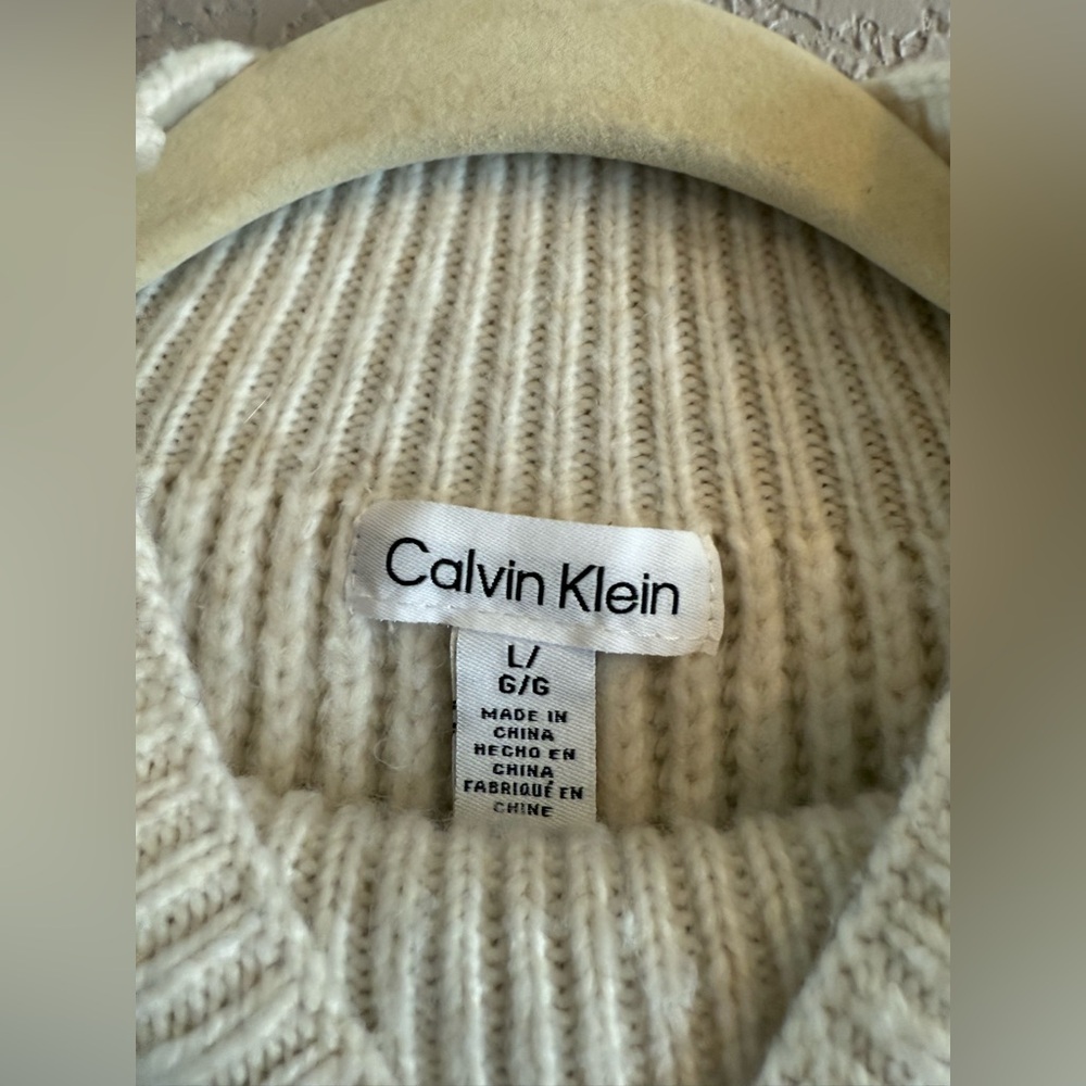 Calvin Klein Ivory Ribbed Sweater - Picture 3 of 5